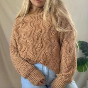 American Eagle 🦅 Mock Neck Cable Knit Sweater Oversized